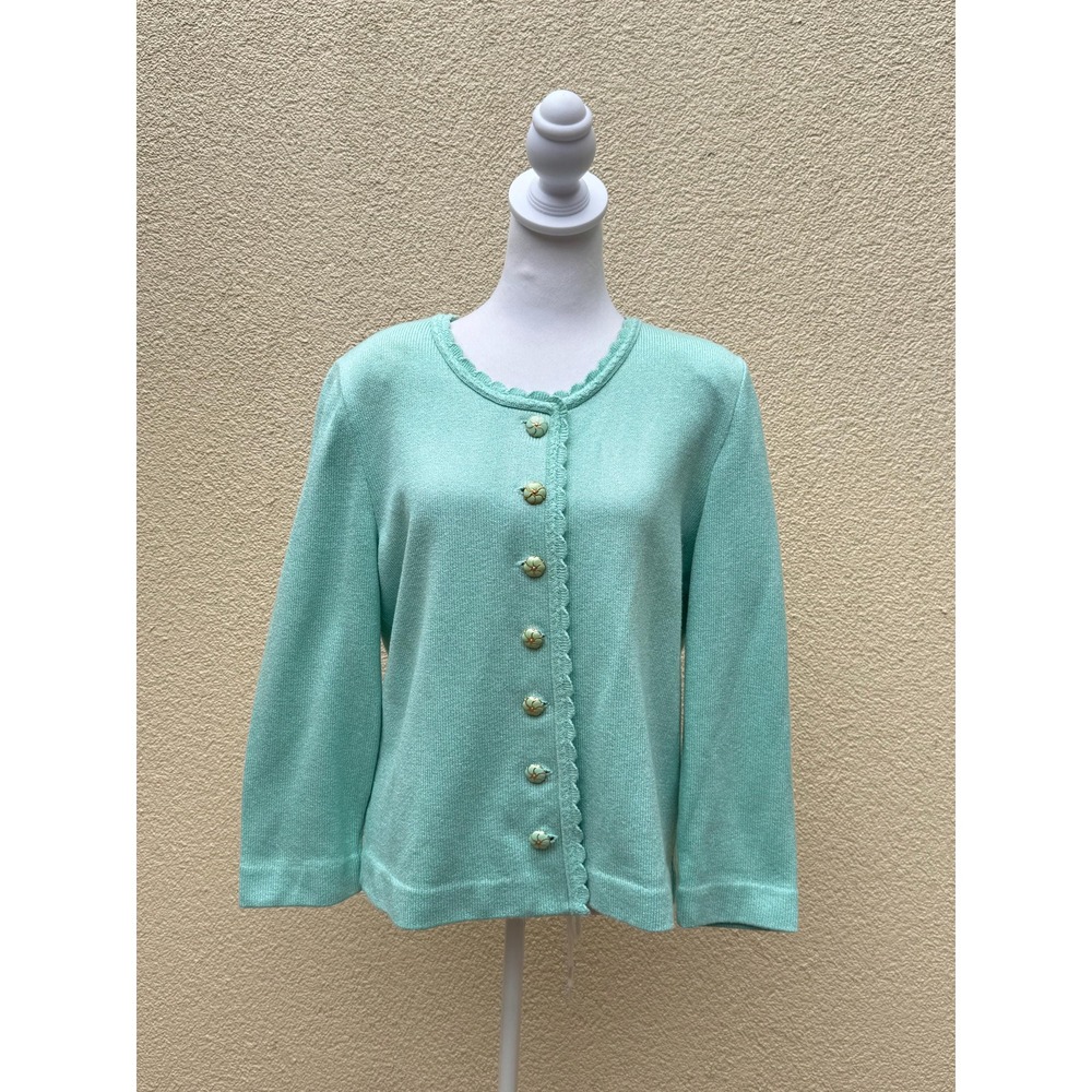 Castleberry Knits light turquoise blue mint green button down cardigan